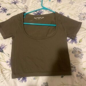 Harlow Olive Ribbed Crop Top